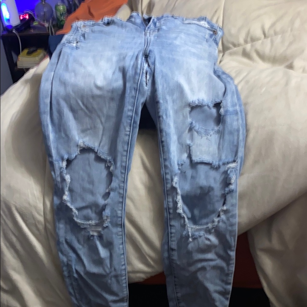Distressed Light Blue Jeans